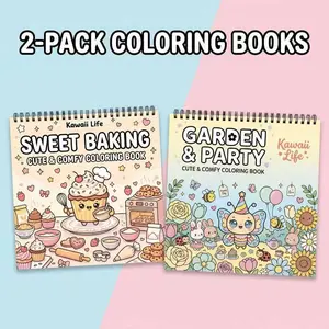 Adult Coloring Books, Drawing Book - 2pcs Garden & Sweet Baking Theme | 48 Pages of Opaque, Super-Sensitive Paper | Beginner-Friendly with Vibrant Illustrations and Clear Lines | Perfect for Fun Decoration, Gifts for Easter, Birthdays