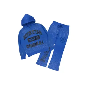 Borya Royal/Black Rhinestone Hoodie Relaxed Track Set