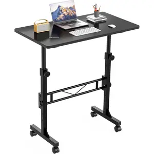 Standing Desk, 32 Inch Portable Small Desk Adjustable Height, Rolling Home Office Desks with Wheels, Sit Stand Desk for Bedroom Walking Pad Home Office Small Space, Black