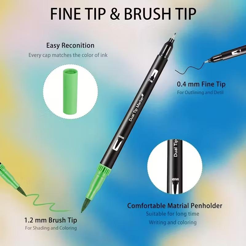 VIRAL 12-Color Aesthetic Dual Tip Pens, No-Bleed Portable Brush Markers for Bullet Journal & Planners