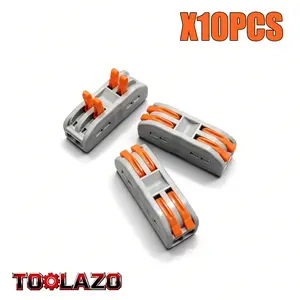 10-Pack 2-In 2-Out Lever Wire Connectors Professional Push-In Electrical Terminal Blocks for Reliable Inline Circuit Splices Compatible with 28-12 AWG Solid and Stranded Copper Wires for Junction Boxes Lighting Fixtures and Appliance Repairs