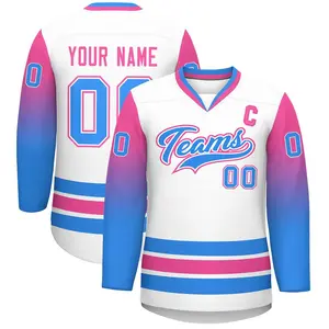 Custom Hockey Jerseys for Men Short Sleeve Quick Dry Training Shirt Custom Printing Number Name American Ice Hockey Uniforms