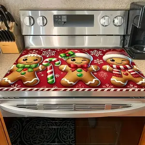 Christmas Soft Gas Stove Panel Protector Pad, Gingerbread Man Design, Scratch Resistant, Easy Clean, Multi-Purpose Kitchen Cover