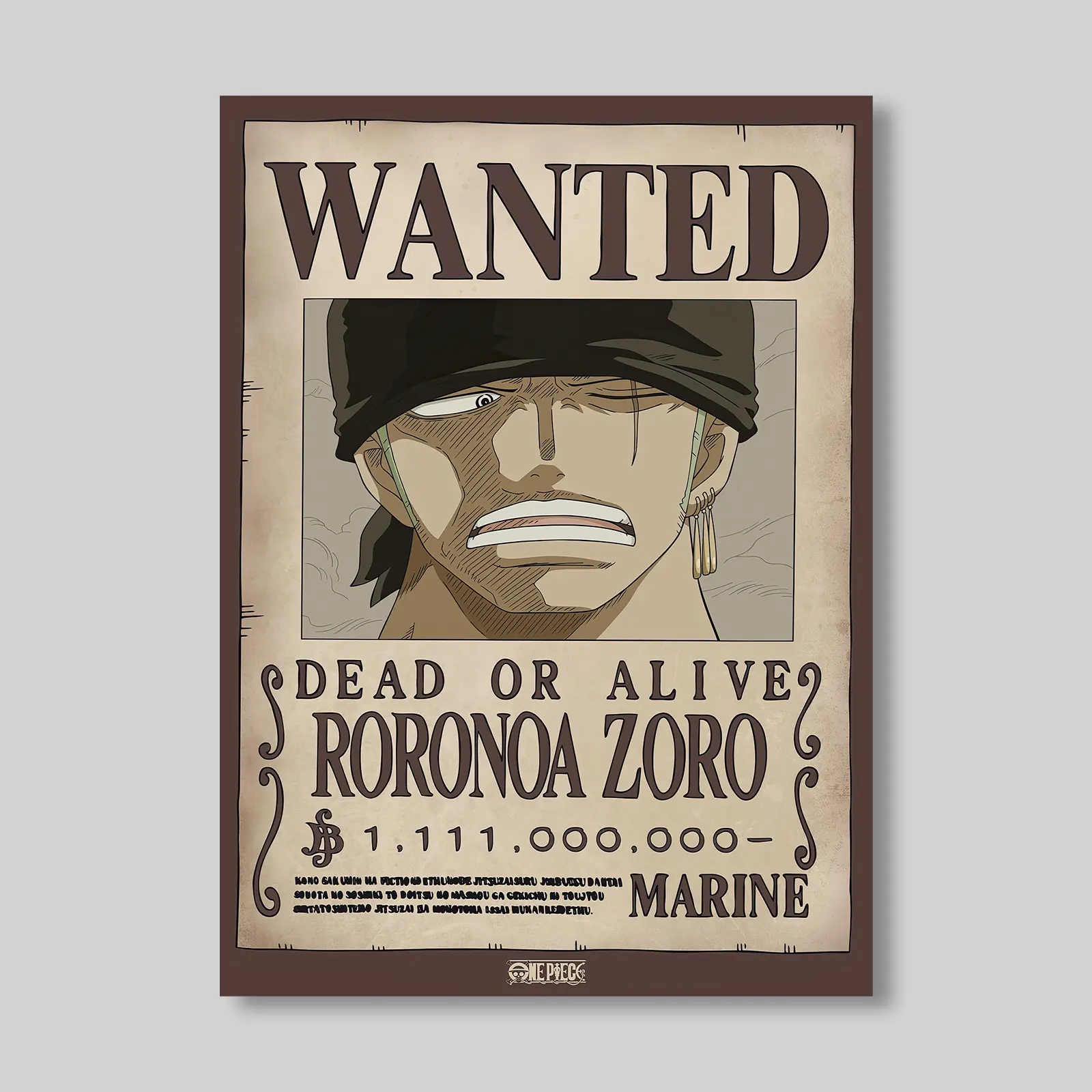 One Pice - Roronoa Zoro Three Wanted Poster, Unframed Poster for Anime Manga Fan Wall Art, Set up home decor Vintage Wall Art