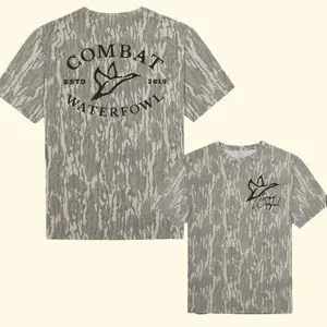 Waterfowl Combat Hunting Camouflage T-Shirt, Duck Hunter Graphic Tee, Rugged Outdoor Outfit, Fishing Camping Apparel, Adventure Style Gear