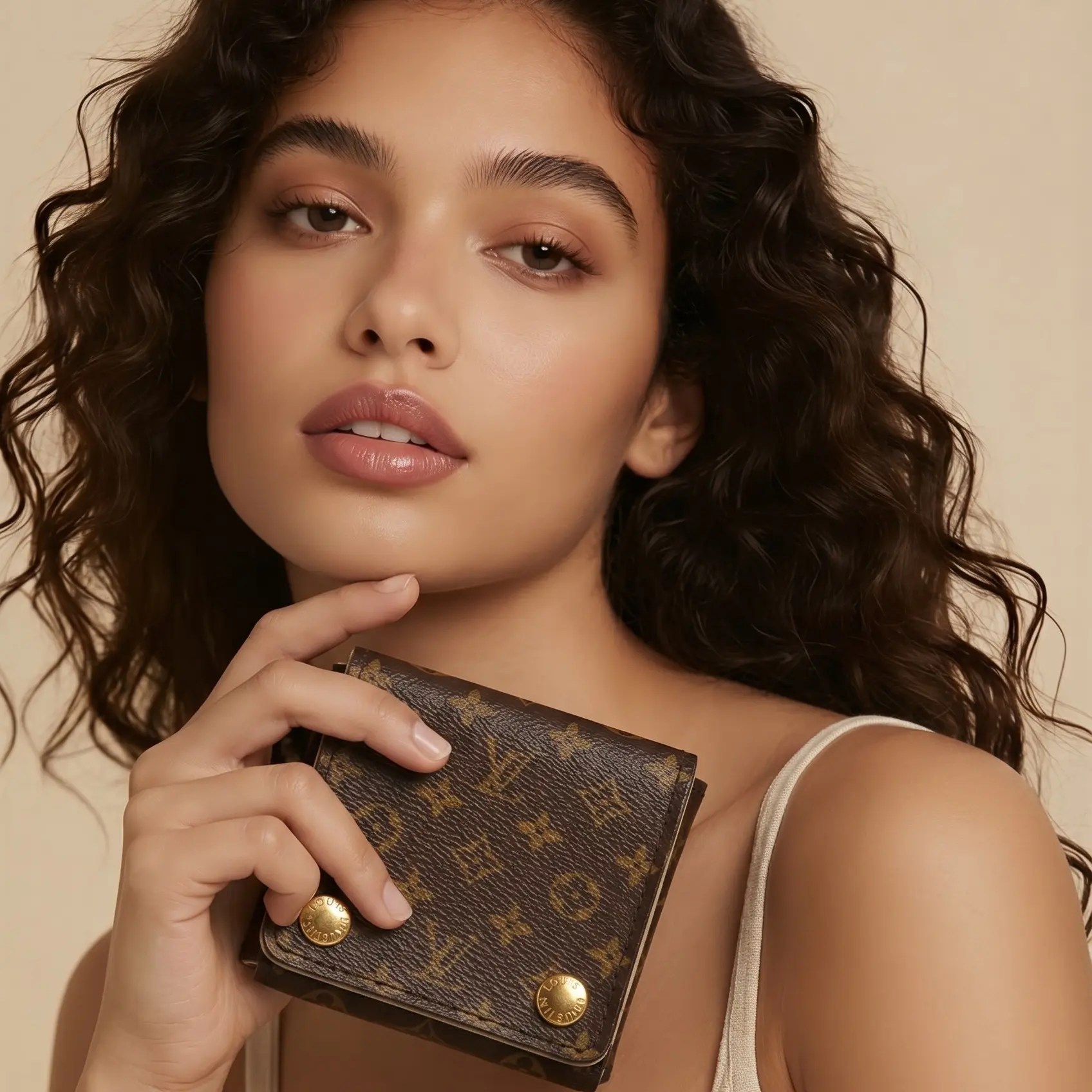 Pre-owned Louis Vuitton Canvas Small Leather Goods Monogram Jewelry Case Accessory, Convenient Folding Design, Easy Portability, 3.0in x 3.0in Organiser for Storing and Organizing Jewelry