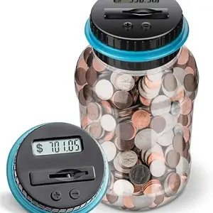 Large Piggy Bank for Boys Adults, Vcertcpl Digital Coin Counting Bank with LCD Counter, 1.8L Capacity Coin Bank Money Jar for Adults, Designed for All US Coins,piggy bank,saving plan,Coin Counter Piggy Bank Large Digital money saving
