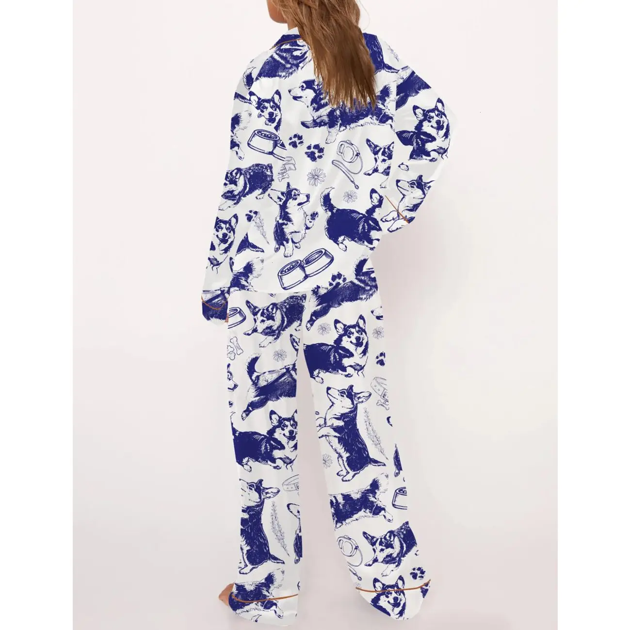 Corgi Mom Cotton Pajama Set for Women - Adorable and Cozy Sleepwear for Dog Lovers, Perfect for Pet Playdates, Dog Park Mornings, or Relaxed Weekend Snuggles