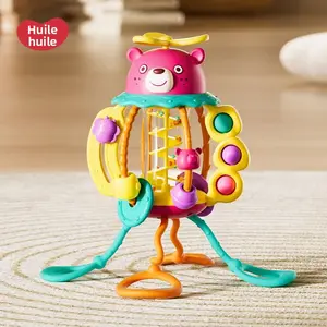 Huile huile Pull-Pull Fun Baby Rattle for Enlightenment Educational Early Learning 3-6 Months and Above Interactive Toy