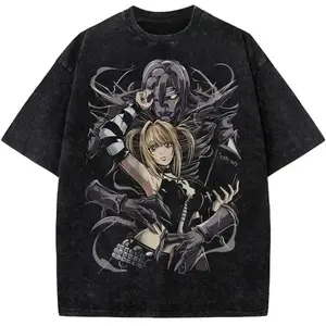 Misa Printed T Shirt – Anime Death Note Retro Washed Tee Short Sleeve Cotton Top Unisex Casual Streetwear Fashion for Men and Women Apparel Stylish