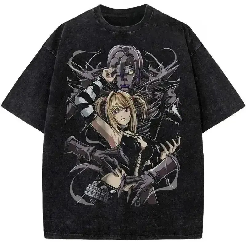 Death Note Misa Graphic T-shirt, Unisex Heavyweight 230gsm Washed Cotton, Retro Streetwear Style with a Relaxed Fit and Short Sleeves, Tshirt, Top, Apparel, Shortsleeve, Seamless, Menswear, Stylish, Classic, Fabric, Soft, Casual, Ribbed, Crew Neck, Clothe