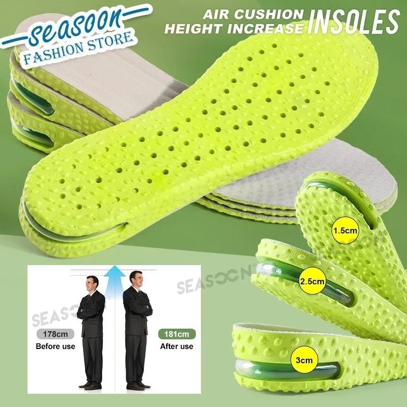Air Cushion Height Increase Insoles Shock Absorption Shoe Cushion Pads for men and women 1.5/2.5/3cm 1pair