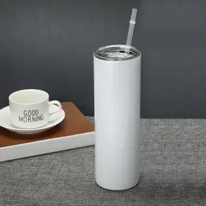 20-Oz Heat Transfer Straight Cup, 304 Stainless Steel Inner Tank, 201 Stainless Steel Outer Shell, Push-Pull Seal Lid + Plastic PP Straw