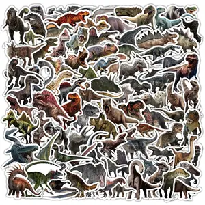 103pcs Jurassic Dinosaur Graffiti Stickers, DIY Sticker Paper, Tyrannosaurus Pattern Decorative Desktop Decals, Fun Kids Room Decoration