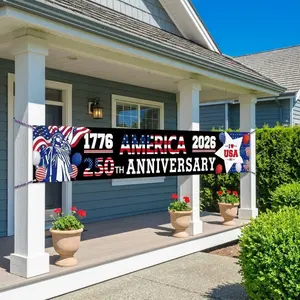 America 250th Anniversary Banner 1776–2026 – Patriotic USA Party Decoration – Independence Day Banner – Fourth of July Porch Decor