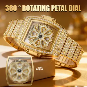 Square Watches  For Ladies And Gentlemen Dial Diamond-Encrusted With Rotating Design Quartz - Luxury Fashionable Sparkling  Versatilehday Timeless Classic Design With Adjustment Tool  Birthday commemorative gift
