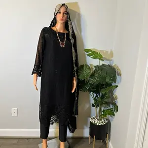Elegant Black Embroidered 3-Piece Suit