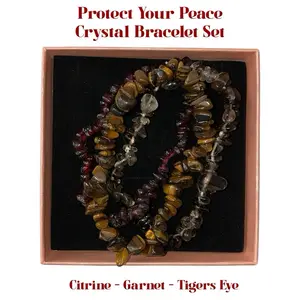 Protect Your Peace Crystal Bracelet Set, Smoky Quartz Garnet Unakite Bracelet Bundle, Grounding Protection Crystal Gift, Healing Jewelry