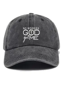 Vintage Letter Print Wash Denim Hat, Casual Outdoor Sports Baseball Hat for Men & Women, Fashion Accessories for Daily Wear