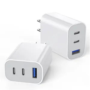 [2-Pack] 17 16e 15 Charger Block,35W 3-Port  USB C Charger Block Dual Port PD Power Adapter + QC Wall Plug Multiport USBC Wall Charge Block for  17/17 Air/17 16 15 Pro/Pro Max/14/13/12