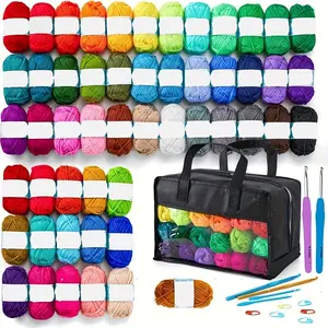 Acrylic Yarn Set, Size 1820, 52 Colors, Includes Crochet Hooks & Knitting Needles, Ideal for Beginners & Adults, Perfect Gift