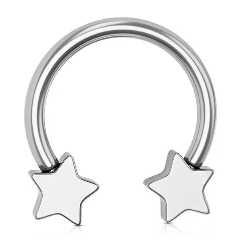 Oufer 14G-16G 10mm Externally Threaded Titanium 5-Star Horseshoe Septum Ring - Pierced Nose Piercings Septum Jewelry for Women, Secure Fit, Snug Design