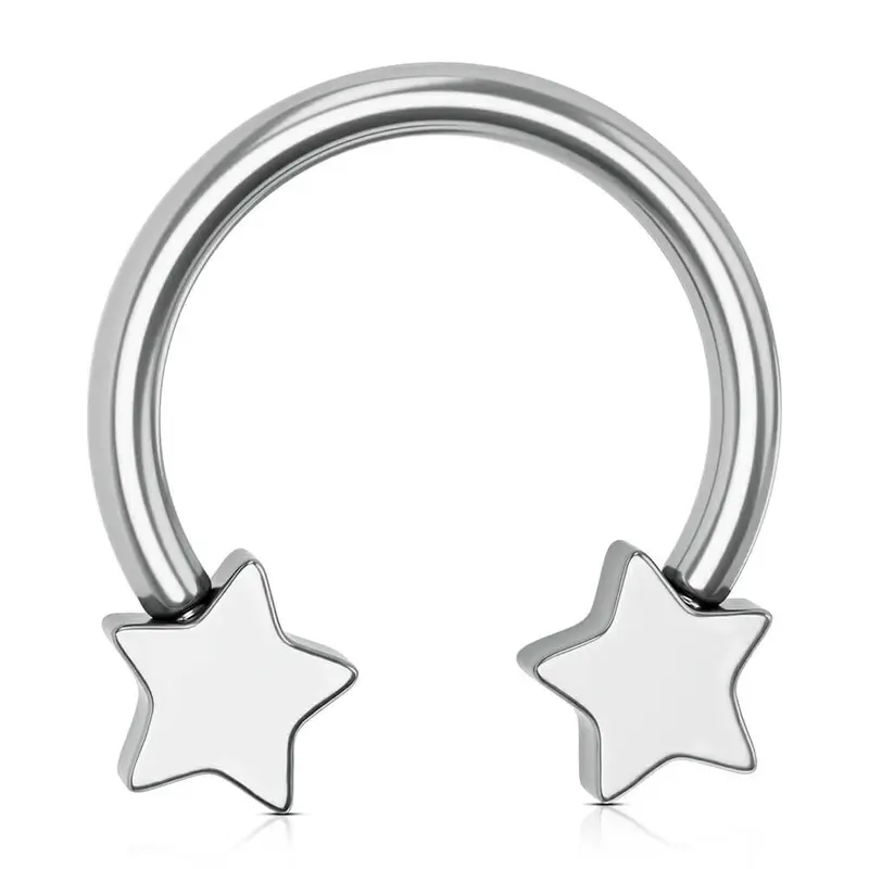 Oufer 14G-16G 10mm Externally Threaded Titanium 5-Star Horseshoe Septum Ring - Pierced Nose Piercings Septum Jewelry for Women, Secure Fit, Snug Design