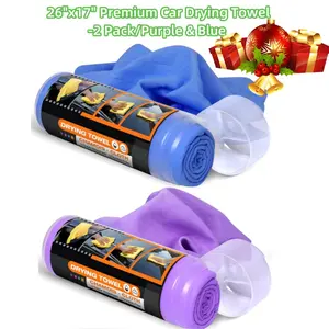 26"x17" Premium Car Drying Towel 2 Pack Soft Microfiber Reusable Scratch-Free Shammy Cloth for Car Care & Vehicle Wash Kit