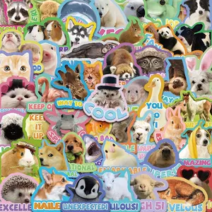 Animal Pattern Sticker, 50pcs/set Cute Cartoon Animal Decorative Sticker, DIY Decals for Water Bottle, Laptop, Phone Case, Scrapbooking, Journal Making