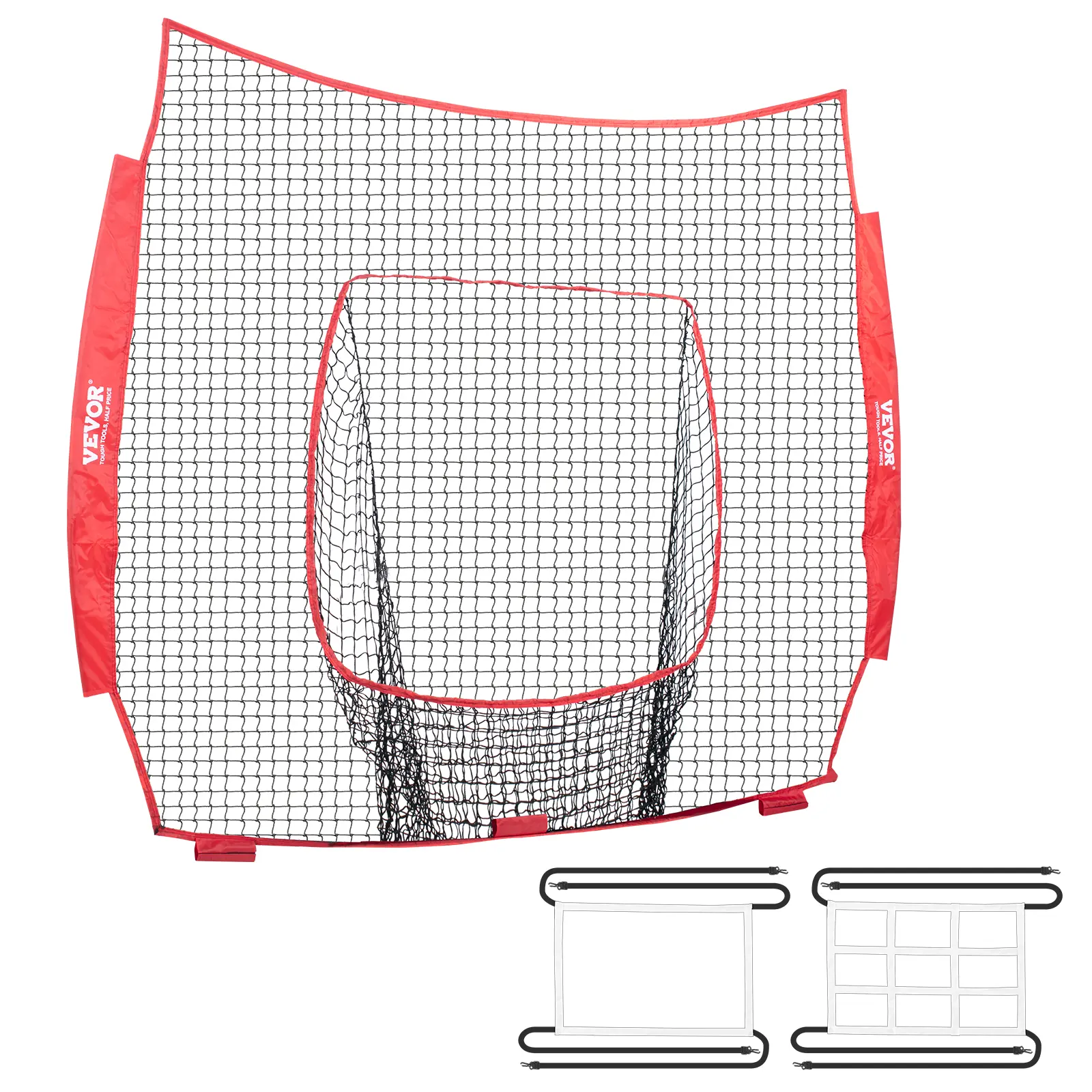 【summerfinds】VEVOR 7x7 ft Baseball Softball Practice Net, Portable Baseball Training Net for Hitting Batting Catching Pitching, Backstop Baseball Equipment Training Aids with Strike Zone