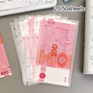 20/50pcs A6 Clear Binder Pockets, Transparent Cash Envelopes, 6-Hole Refill Sleeves, Money Organizer, Savings Binder, Insert Pages for Budget Binder