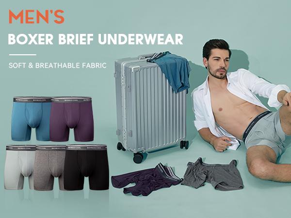 BAMBOOCOOL Men's Boxer Briefs - Breathable Moisture-Wicking Fabric, 3D Support Pouch, Tag-Free Waistband, High-Performance Stretch, S-3XL BAMBOOCOOL Men's Boxer Briefs - Breathable Moisture-Wicking Fabric, 3D Support Pouch, Tag-Free Waistband, High-Performance Stretch, S-3XL