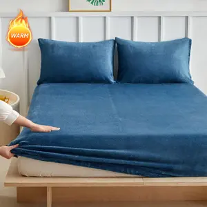 Elegant Comfort Luxuriously Soft 3-Piece Velvet Plush Flannel Fitted Sheet Set - Premium Quality - Cozy Warm, Anti-Static, Non Pilling Fuzzy Velvet Flannel Fleece Deep Pocket Sheet Set - 1 Fitted Sheet And 2 Pillowcases,Christmas