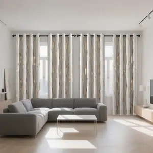 4-piece set of hot stamping technology with vertical wave texture shading and thickened curtains, with perforated hanging on the top, providing insulation, noise reduction, and UV blocking, suitable for living rooms, bedrooms, study rooms