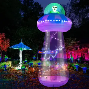 10 FT Inflatable UFO Halloween Decor with Leds for Halloween Decorations