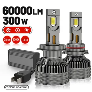 2-Pack H4 H7 H11 Canbus Bulbs, 300w 60000lm 6000k LED Headlights, Dual Copper Tube Turbo Lamp, Car Front Lights, Road Legal