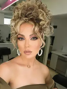 Natural Messy Bun Hair for Women, Synthetic Curly Hair, Synthetic Loose Wave Bun Hair is Ponytail Extension with Elastic Drawstring,  Gorgeous Bun Perfect for Beginners Daily Wear &Party Use. (8 Inch)