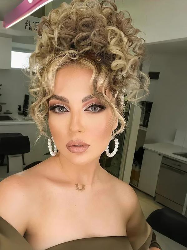 Natural Messy Bun Hair for Women, Synthetic Loose Wave Bun Hair is Ponytail Extension with Elastic Drawstring,  Gorgeous Bun Perfect for Beginners Daily Wear &Party Use. Synthetic Curly Hair (8 Inch)