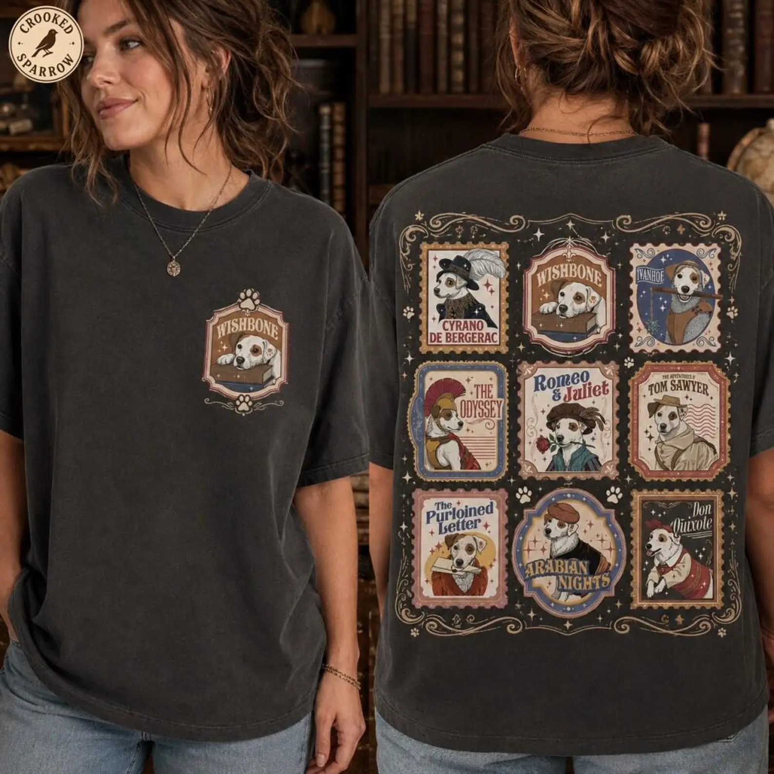 Wishbone Dog Shirt, Literary Dog Shirt, Vintage Literary Society Tee, Book Lover Shirt, 90s Nostalgia Tee, Teacher Gift, Bookish Reader Gift