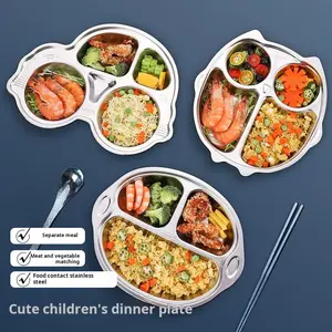 Stainless Steel Kids Plates  3-Sections 304 Stainless Steel Divided Dinner Metal Unbreakable Dishwasher Safe for Children