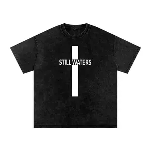Still Waters Oversized T-Shirt - Unisex Casual Vintage Wash Short Sleeve