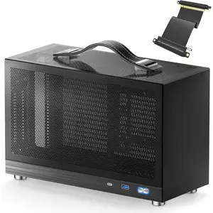 S300 - Mini-ITX PC Gaming Case - Front I/O USB 3.0 Type - C Port - SFX Power  100-130mm -  Management System - luminum Mini-ITX Motherboard Small Portable PC Case-Black