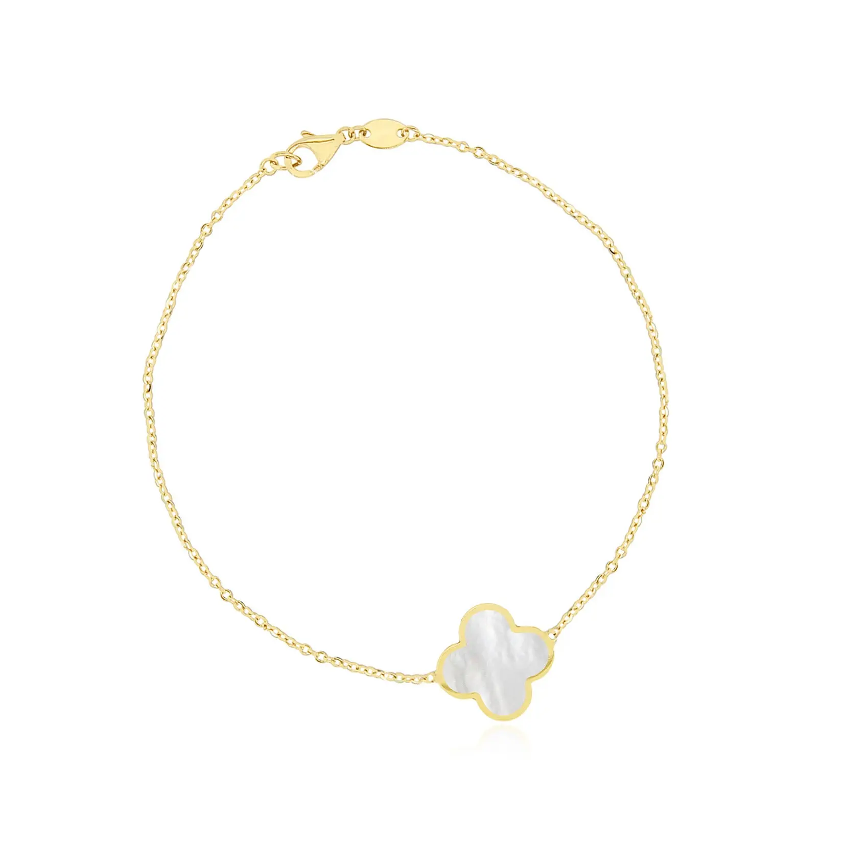 Large Mother of Pearl Single Clover Bracelet