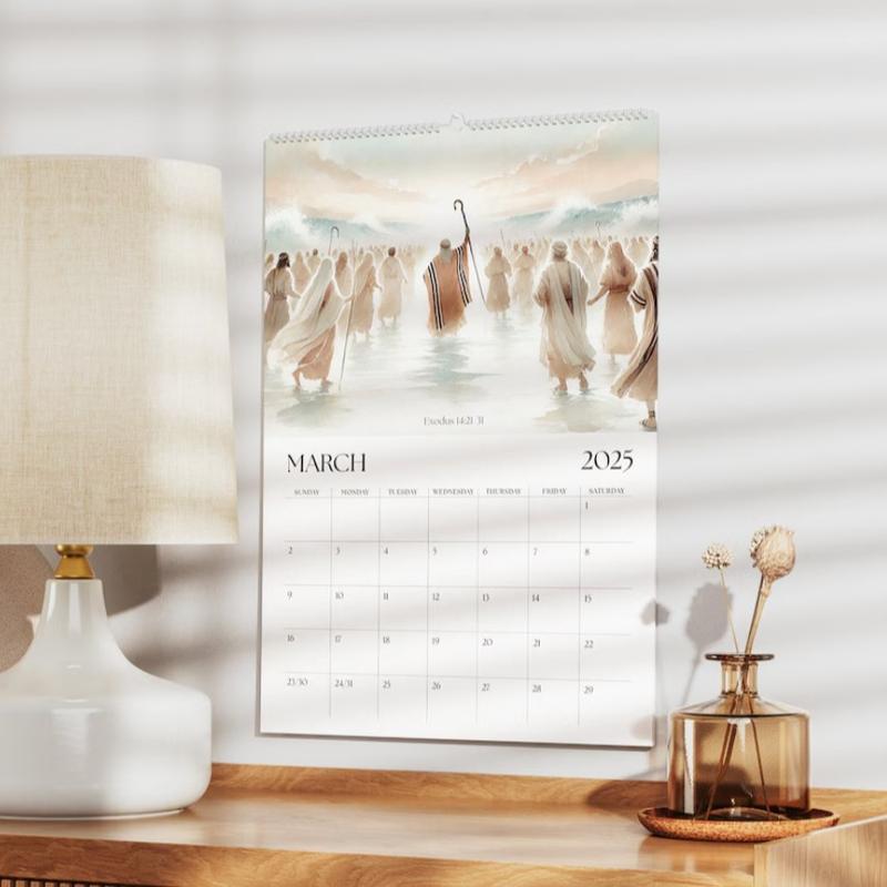 2026 Jesus Lamb Calendar, Inspirational Bible Wall Hanging, Monthly Illustrations, Essential Office and Home Decor