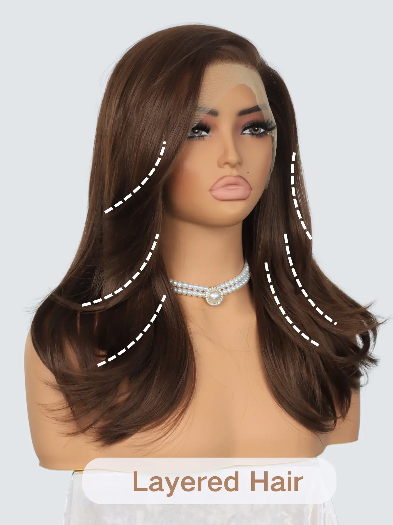MACA BAKA Hana Chocolate Brown Layered Synthetic Lace Front Wig