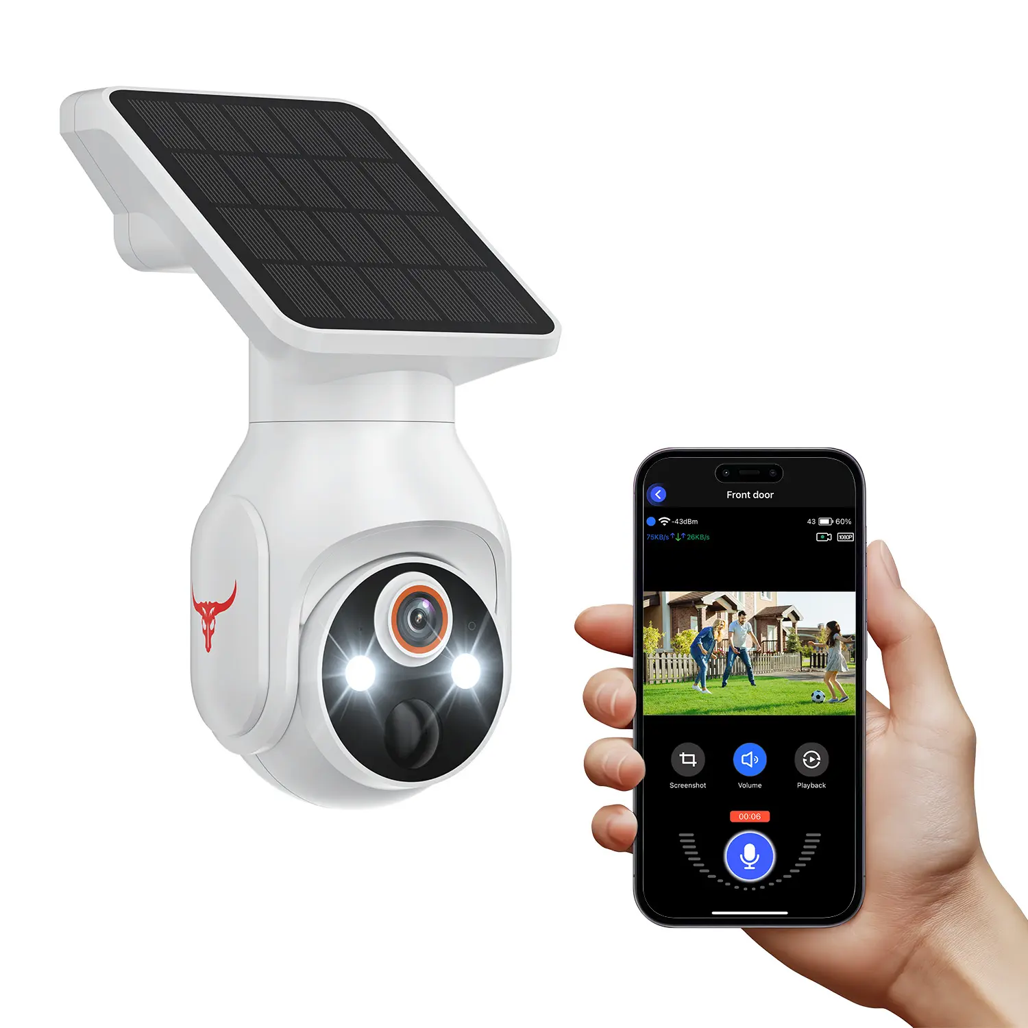 Outdoor Wireless Security Camera with Solar Panel - 1080p Digital Camera, AI Human Detection, Smart Motion Tracking, Night Vision, 2-Way Talk, Cloud Storage, 2.4 GHz Wi-Fi (Smart Home Security Solution), Wireless Security Cameras