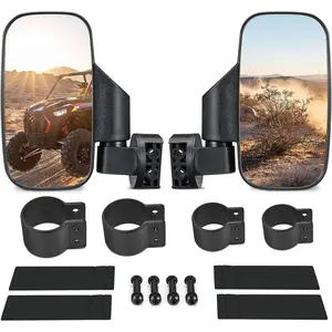 UTV Side Mirrors with 1.75" -2" Roll Bar Cage, UTV Mirrors 360 Degree Adjustable RZR Mirror Compatible with Polaris RZR Kawasaki Teryx Mule Pioneer Yamaha Rhino YXZ