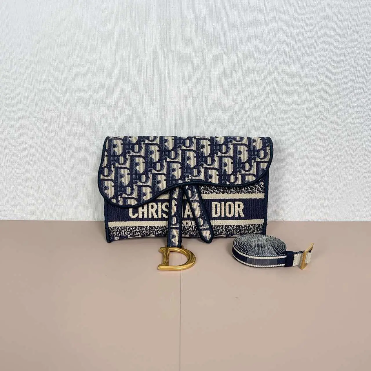 Pre-owned Dior canvas Shoulder Bags Oblique Saddle Belt Bag qiqia9990
