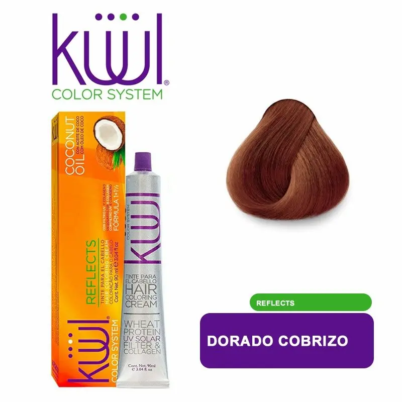 Permanent Hair Color Cream COPPERY GOLD with Coconut Oil, UV Filter & Collagen – Professional Hair Dye for Long-Lasting Color, Shine & Gray Coverage