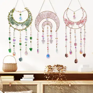 Moon Design Sun Catcher Dream Catcher, Crystal Ball Pendant Prism Rainbow Maker, Creative Hanging Decoration for Home Bedroom Window Garden, Perfect Gift for Christmas, Valentine's Day and Mother's Day